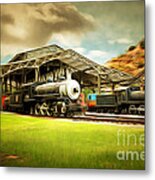 Vintage Steam Locomotive 5d29279brun Metal Print