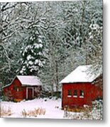 Vintage Winter Barn Metal Print