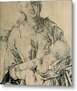 Virgin Mary Suckling The Christ Child, 1512 Charcoal Drawing Metal Print