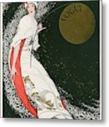 Vogue Cover Illustration Of A Woman In A White Metal Print