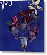 Vogue Cover Illustration Of Four Female Faces Metal Print