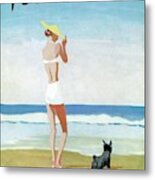 Vogue Magazine Cover Featuring A Woman On A Beach Metal Print