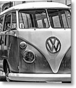 Vw Van In Black And White Metal Print