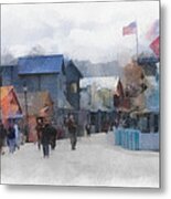 Walking The Wharf Metal Print