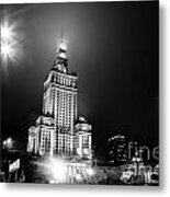 Warsaw Poland Downtown Skyline At Night Metal Print