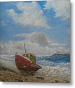 Washed Up Wreck Metal Print