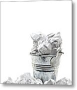 Waste Basket With Crumpled Papers Metal Print