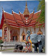 Wat Chalong Wiharn And Elephant Tribute Dthp045 Metal Print