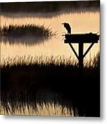 Watchtower Heron Sunrise Sunset Image Art Metal Print