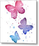 Watercolor Butterflies Metal Print