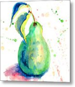 Watercolor Illustration Of Pear Metal Print