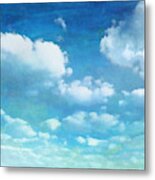 Watercolor Summer Blue Sky With Clouds Metal Print