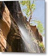 Waterfall Zion National Park Metal Print