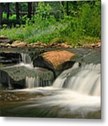 Waterfalls And Wildflowers Metal Print