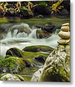 Waterfalls In Little Pigeon River And A Metal Print