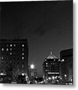 Wausau After Dark With The Crescent Moon Looking On Metal Print