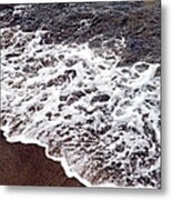 Waves And White Wash Break Onto A Sandy Metal Print