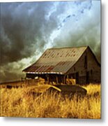 Weathered Barn  Stormy Sky Metal Print