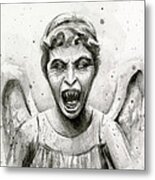 Weeping Angel Watercolor - Don't Blink Metal Print