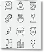 Weights And Scales Line Icons | Eps 10 Metal Print