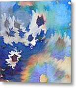 Welcome Spring Abstract Floral Digital Watercolor Painting 2 Metal Print