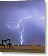 Weld County Dacona Oil Fields Lightning Thunderstorm Metal Print