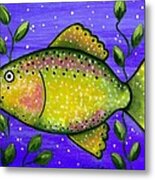 Whimsical Folk Art Fish Metal Print