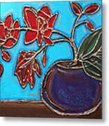 Whimsy Red Orchid Metal Print