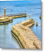 Whitby Harbour Walls Metal Print