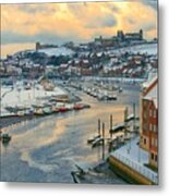 Whitby In The Snow Metal Print