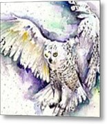 White Arctic Polar Owl - Wizard Dynamic White Owl Metal Print