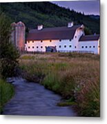 White Barn Metal Print