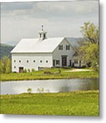 White Barn On Farm In Maine Fine Art Prints Metal Print