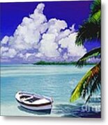 White Boat On A Tropical Island Metal Print