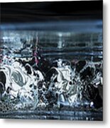 White Silver Fluid Motion 5 Metal Print