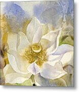 White Lotus With Blue Metal Print