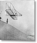 Wilbur Wright Pilots Early Glider 1901 Metal Print