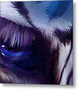 Wild Eyes - Zebra Blue Metal Print