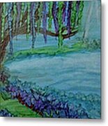 Willows By The Pond Metal Print