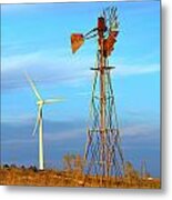 Wind Power  Then And Now Metal Print