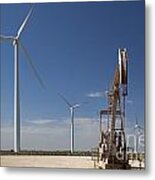 Wind Turbine And Oil Well Metal Print