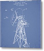 Wind Turbine Speed Control Patent From 1994 - Light Blue Metal Print