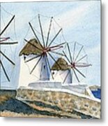 Windmills Of Mykonos Metal Print