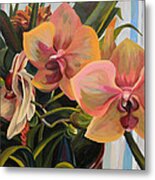 Windowsill Orchids Metal Print