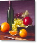 Wine Bottle And Fruit Metal Print