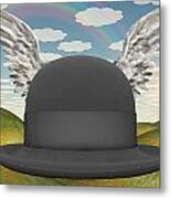 Winged Hat In Surreal Landscape Metal Print