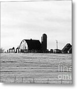 Winter Barn In Black And White Metal Print