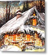 Winter Cottage Metal Print