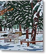 Winter On State Park Bench Metal Print