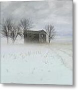 Winter Scene Of A Farmhouse/digital Painting Metal Print